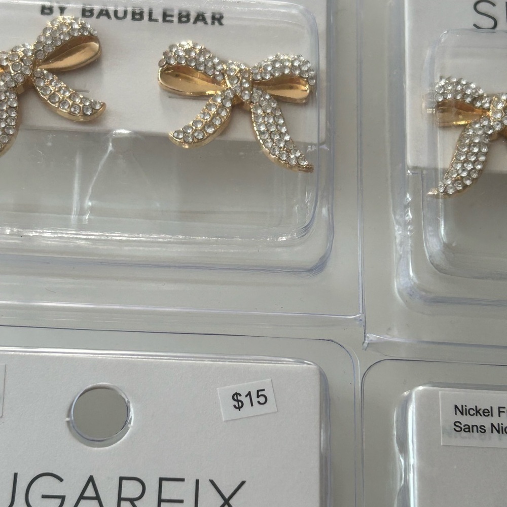 4/$5 Sugarfix by Baublebar Gold Bow Earrings NWT - Picture 5 of 8